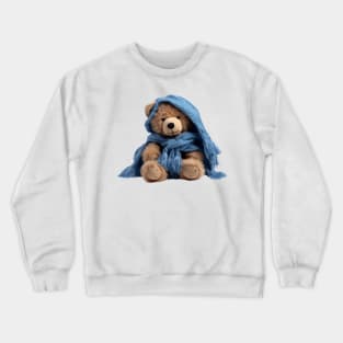 Cute Teddy Bear with Blue Scarf Crewneck Sweatshirt